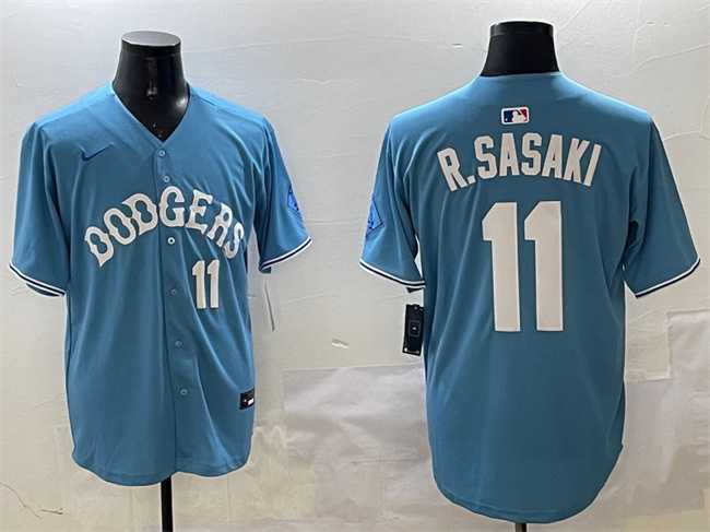 Men%27s Los Angeles Dodgers #11 Roki Sasaki Light Blue Limited Stitched Jersey->los angeles dodgers->MLB Jersey